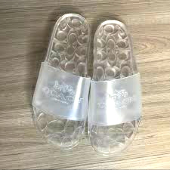 NEW WOMENS COACH ULYSSA RUBBER CLEAR POOL SUMMER JELLY SLIDES SANDALS SZ 9 - Picture 1 of 4